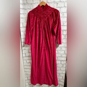 Luxurious Long Burgundy/Red Velvet Women's Robe Granny Housecoat